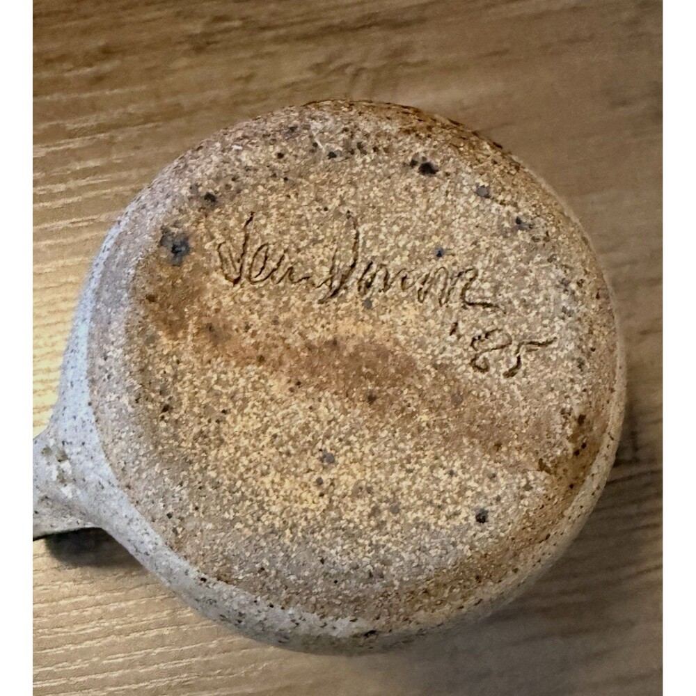 Vintage Hand Thrown Studio Art Pottery Petroglyph Coffee Cup Mug 10 Oz. Signed - Picture 6 of 12